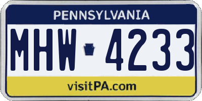 PA license plate MHW4233