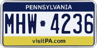 PA license plate MHW4236