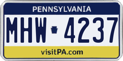 PA license plate MHW4237