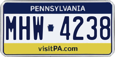 PA license plate MHW4238