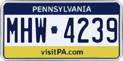PA license plate MHW4239