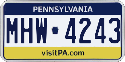 PA license plate MHW4243