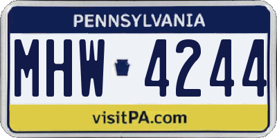 PA license plate MHW4244