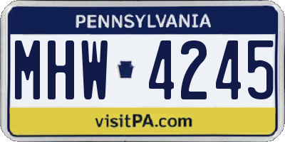 PA license plate MHW4245