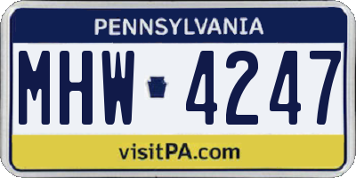 PA license plate MHW4247