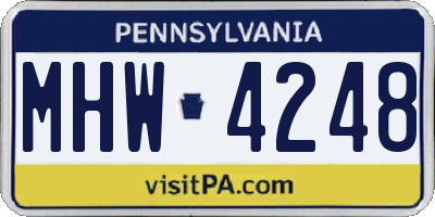 PA license plate MHW4248