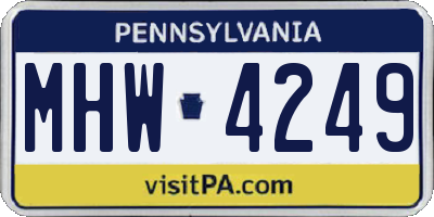 PA license plate MHW4249