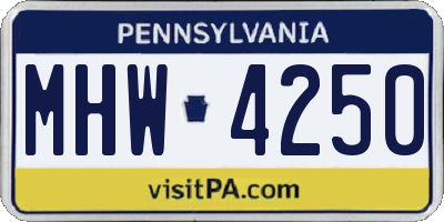 PA license plate MHW4250