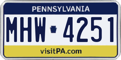 PA license plate MHW4251