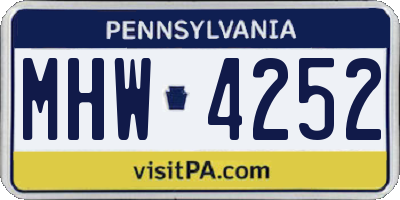 PA license plate MHW4252