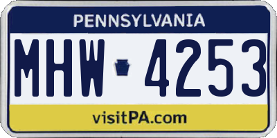 PA license plate MHW4253
