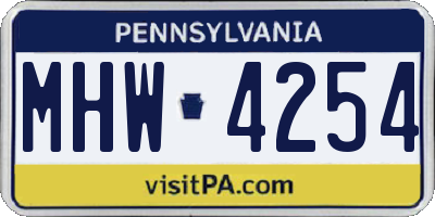 PA license plate MHW4254