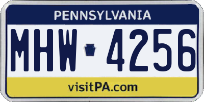 PA license plate MHW4256