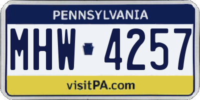 PA license plate MHW4257