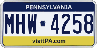 PA license plate MHW4258