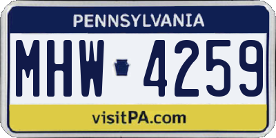 PA license plate MHW4259
