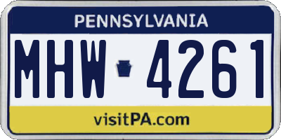 PA license plate MHW4261