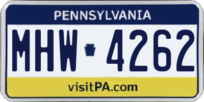 PA license plate MHW4262