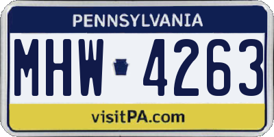 PA license plate MHW4263