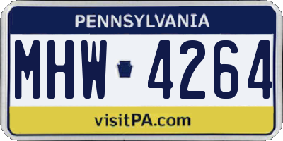 PA license plate MHW4264