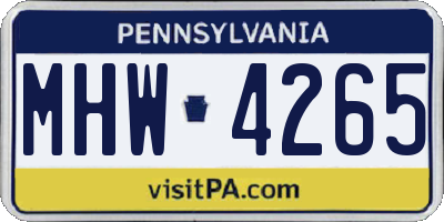 PA license plate MHW4265
