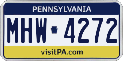 PA license plate MHW4272