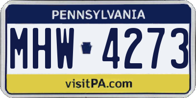 PA license plate MHW4273