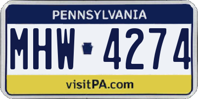 PA license plate MHW4274