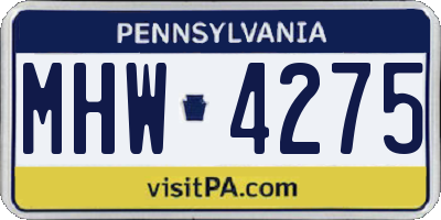 PA license plate MHW4275