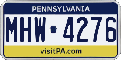 PA license plate MHW4276