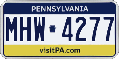 PA license plate MHW4277