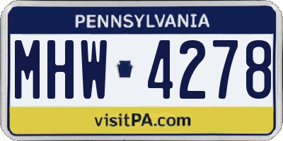 PA license plate MHW4278