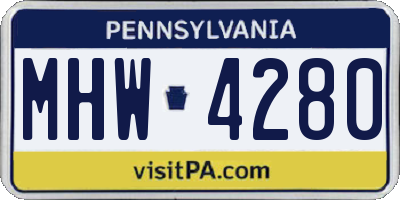 PA license plate MHW4280
