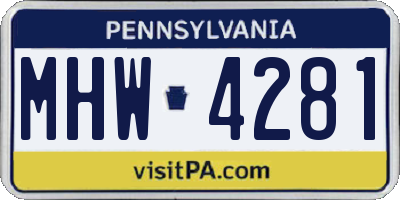 PA license plate MHW4281
