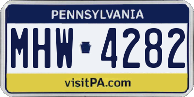 PA license plate MHW4282