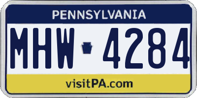 PA license plate MHW4284