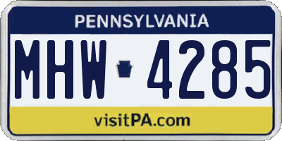 PA license plate MHW4285