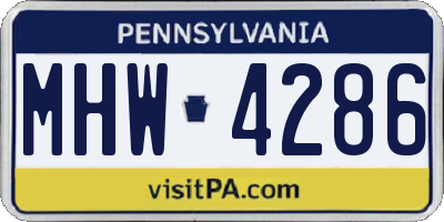 PA license plate MHW4286