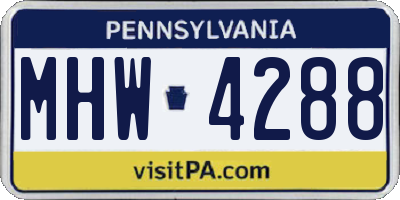 PA license plate MHW4288