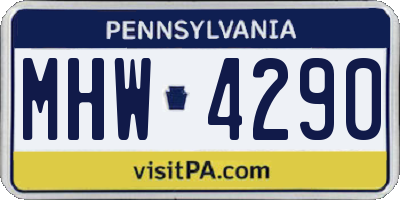 PA license plate MHW4290