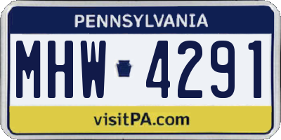 PA license plate MHW4291