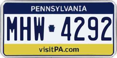 PA license plate MHW4292
