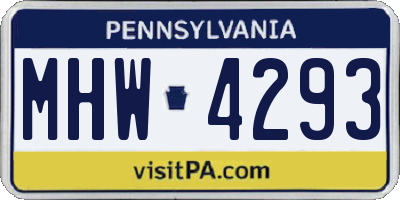 PA license plate MHW4293
