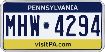 PA license plate MHW4294