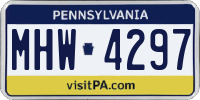 PA license plate MHW4297