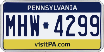 PA license plate MHW4299