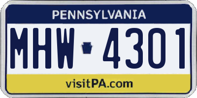 PA license plate MHW4301