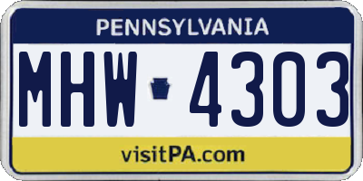 PA license plate MHW4303