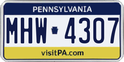 PA license plate MHW4307