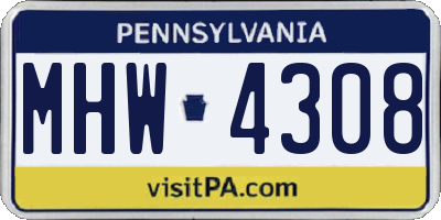 PA license plate MHW4308